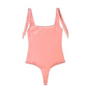 Nordstrom bp Tie Strap Square Neck Thong Bodysuit Tank Top Coral Pink